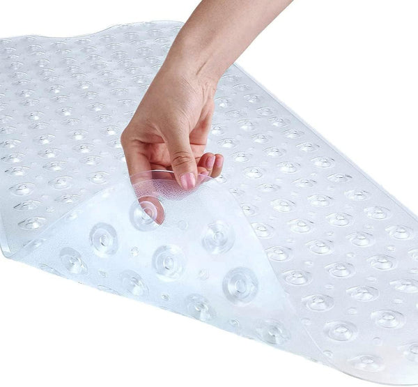 Large Bath Mat for Safety l Non Slip with Suction Cups Durable Shower in Soft Rubber, Anti Mold and Bacteria Ideal Bathtub Mats, white