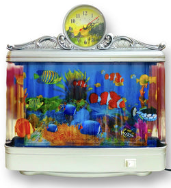 Fish Aquarium Decorative Lamp With Clock,Aquarium Lights Motion Lamp Night Light with Moving Fish,Gift for Kids Fake Fish Tank Mini Aquarium,Artificial Tropical Fish Decorative